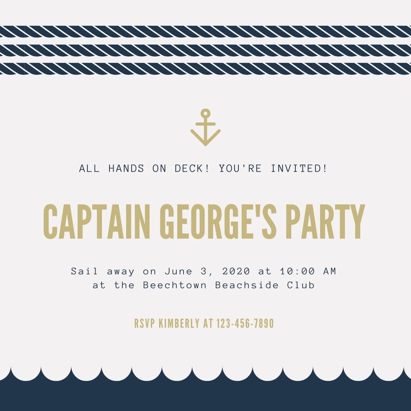 Free, printable custom nautical invitation templates Canva