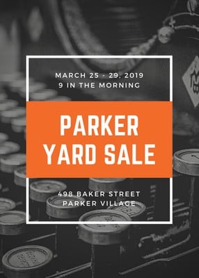 Orange And White Border Vintage Sale Yard Garage Flyer Templates