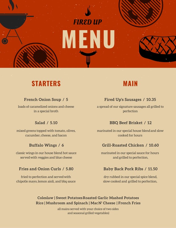 Free printable and customizable BBQ menu templates | Canva