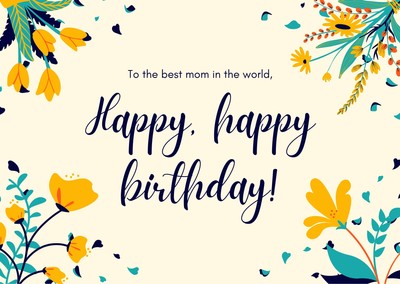 Free Flower details birthday card template to design