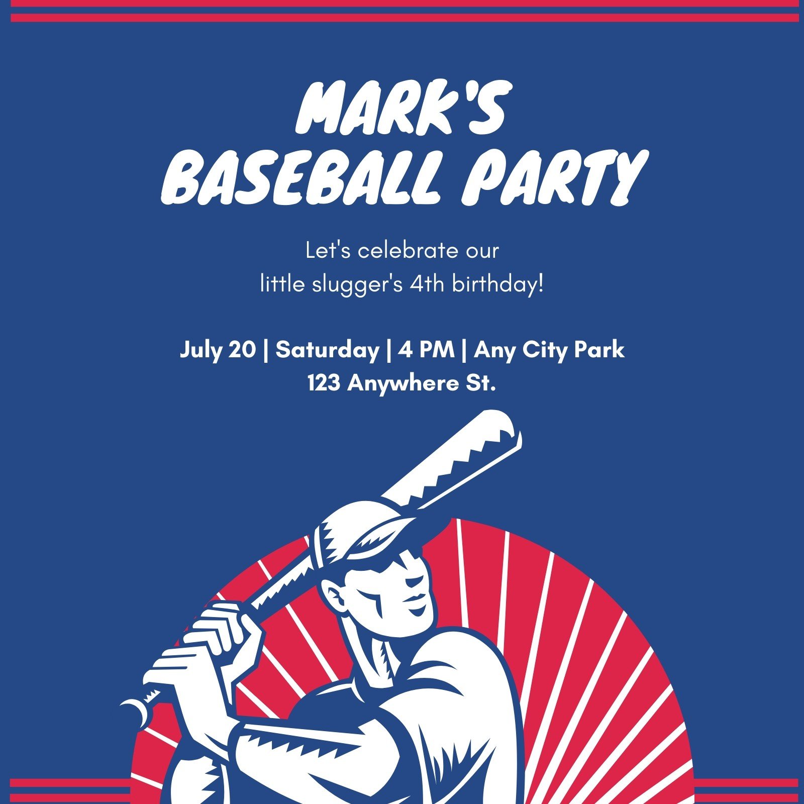 Atlanta Braves Ticket Style Sports Birthday Invitations Canv