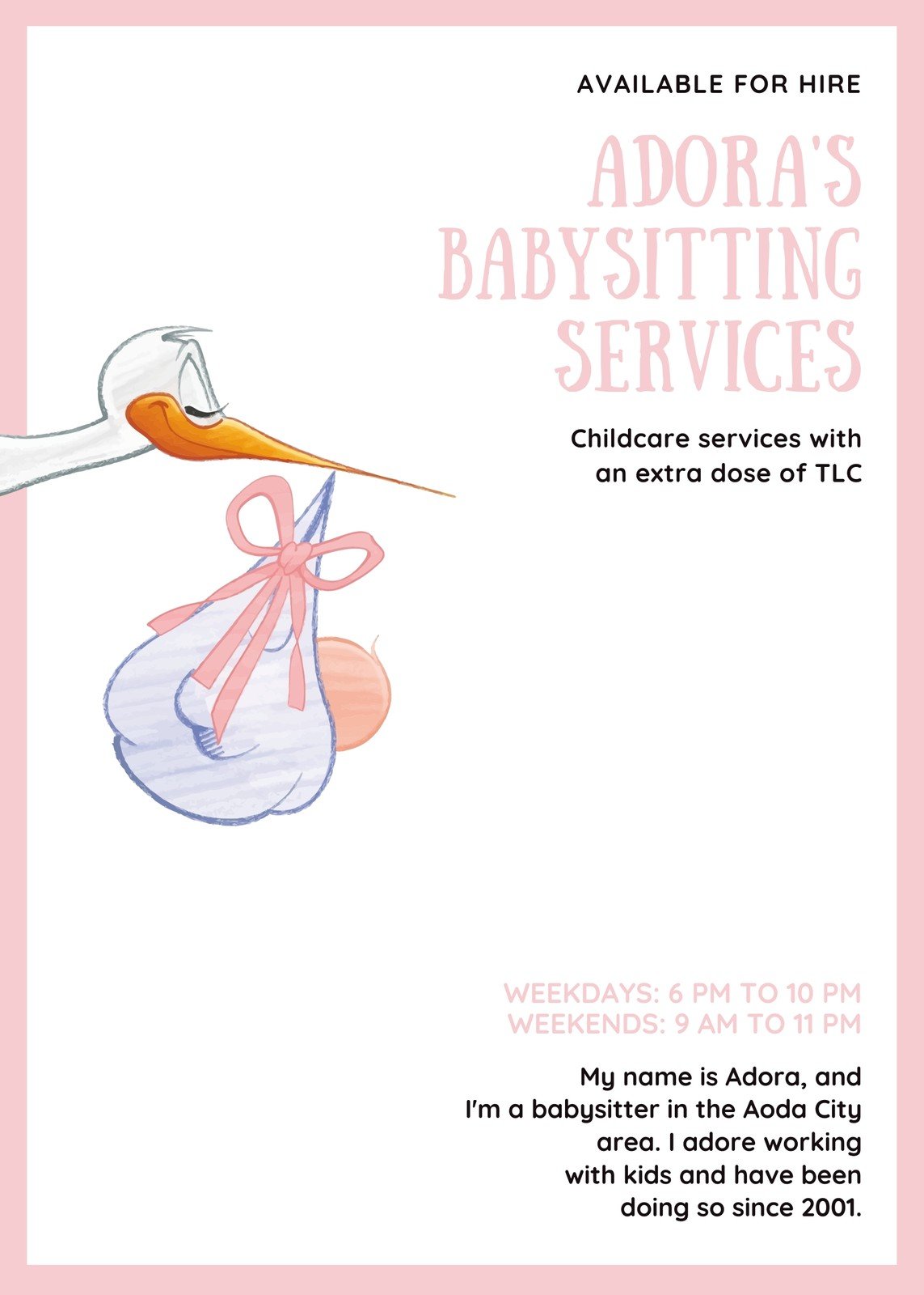 Free custom printable babysitting flyer templates Canva