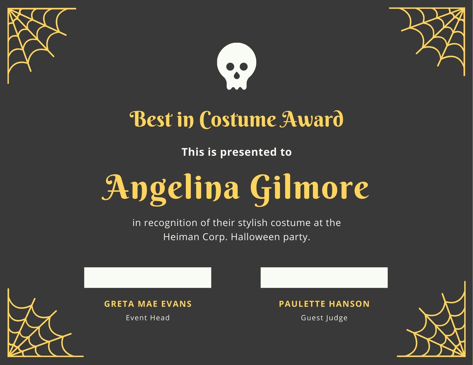 Fun Halloween Best Costume Certificate Intended For Halloween Costume Certificate Template