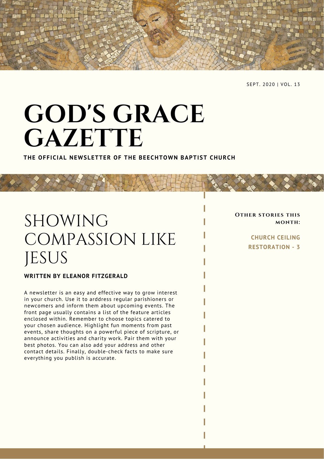 Free Custom Printable Church Newsletter Templates Canva