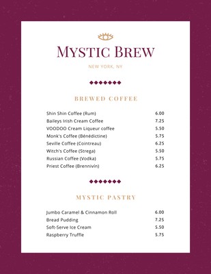 Free Printable Custom Coffee Menu Templates Canva