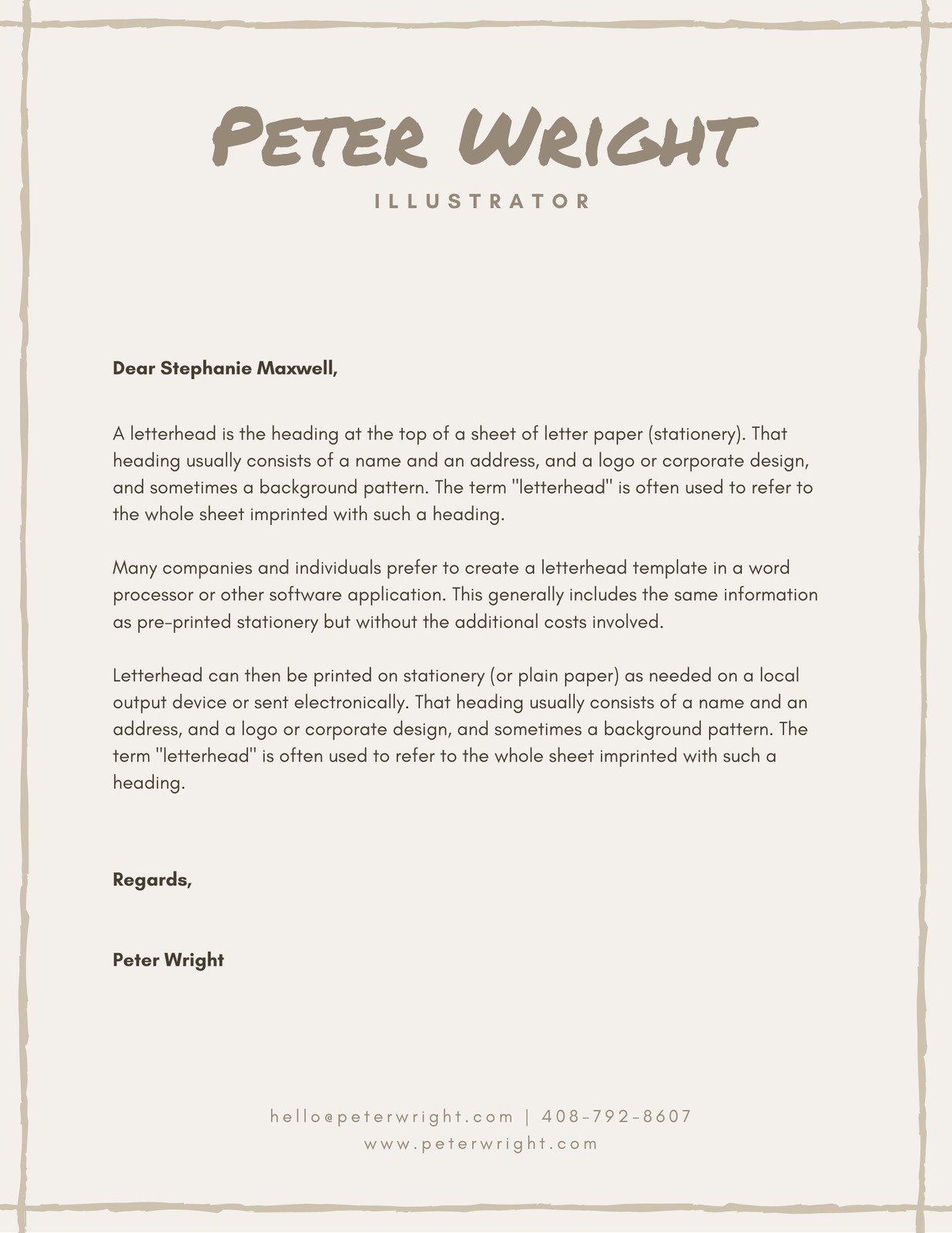 Page 21 - Free printable, customizable personal letterhead Throughout Personal Letterhead Templates