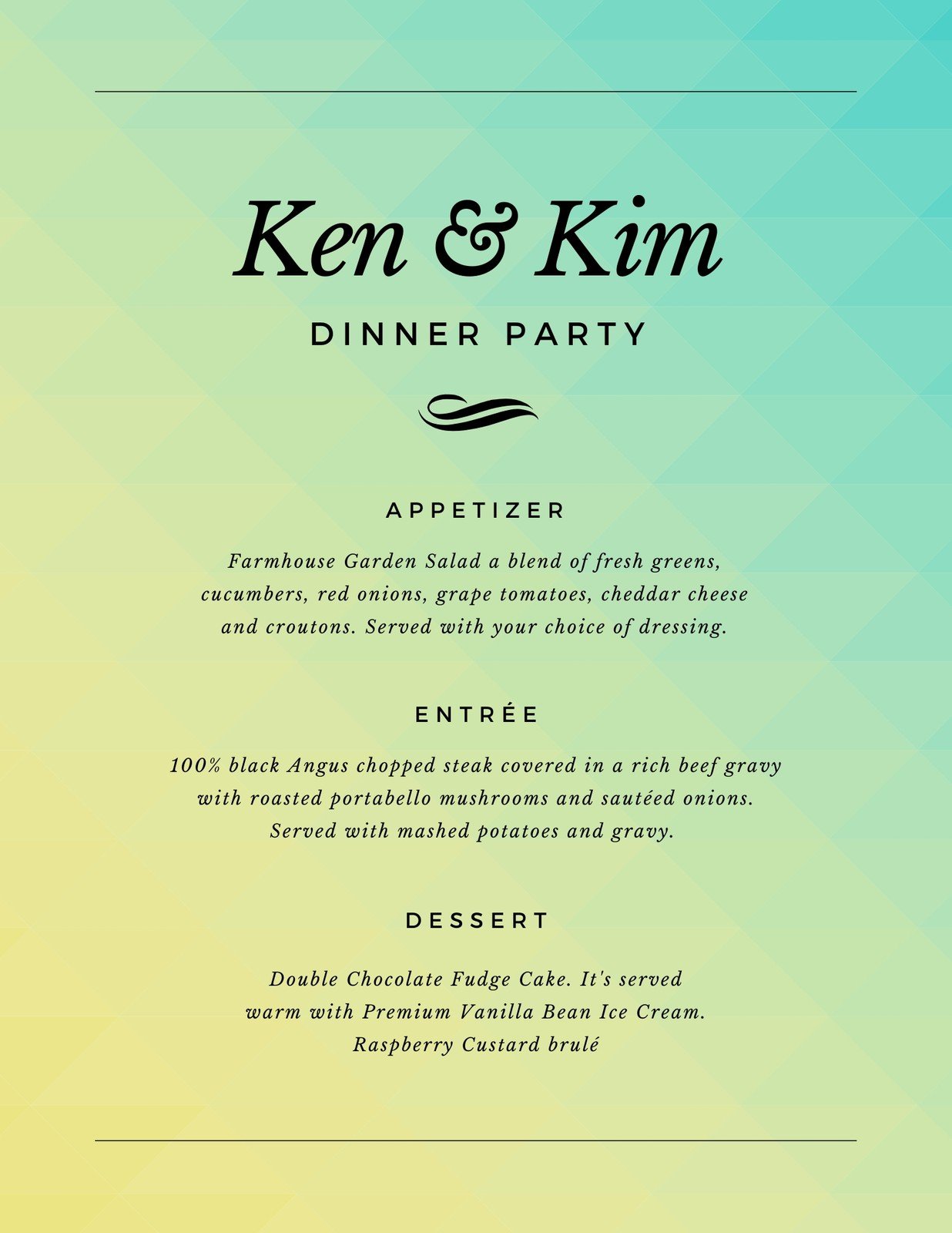 Free printable and customizable dinner party menu templates Canva