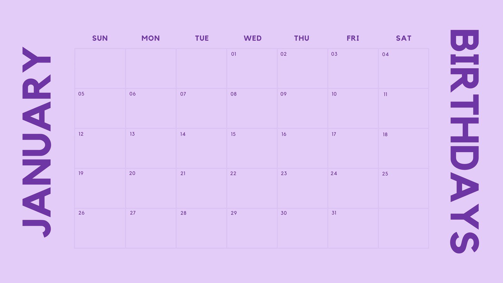 Free, printable, customizable birthday calendar templates Canva