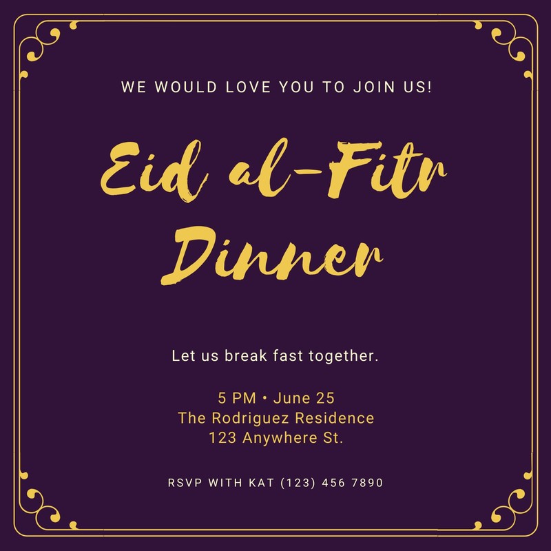 Free Custom Printable Eid Al Fitr Invitation Templates Canva 7160