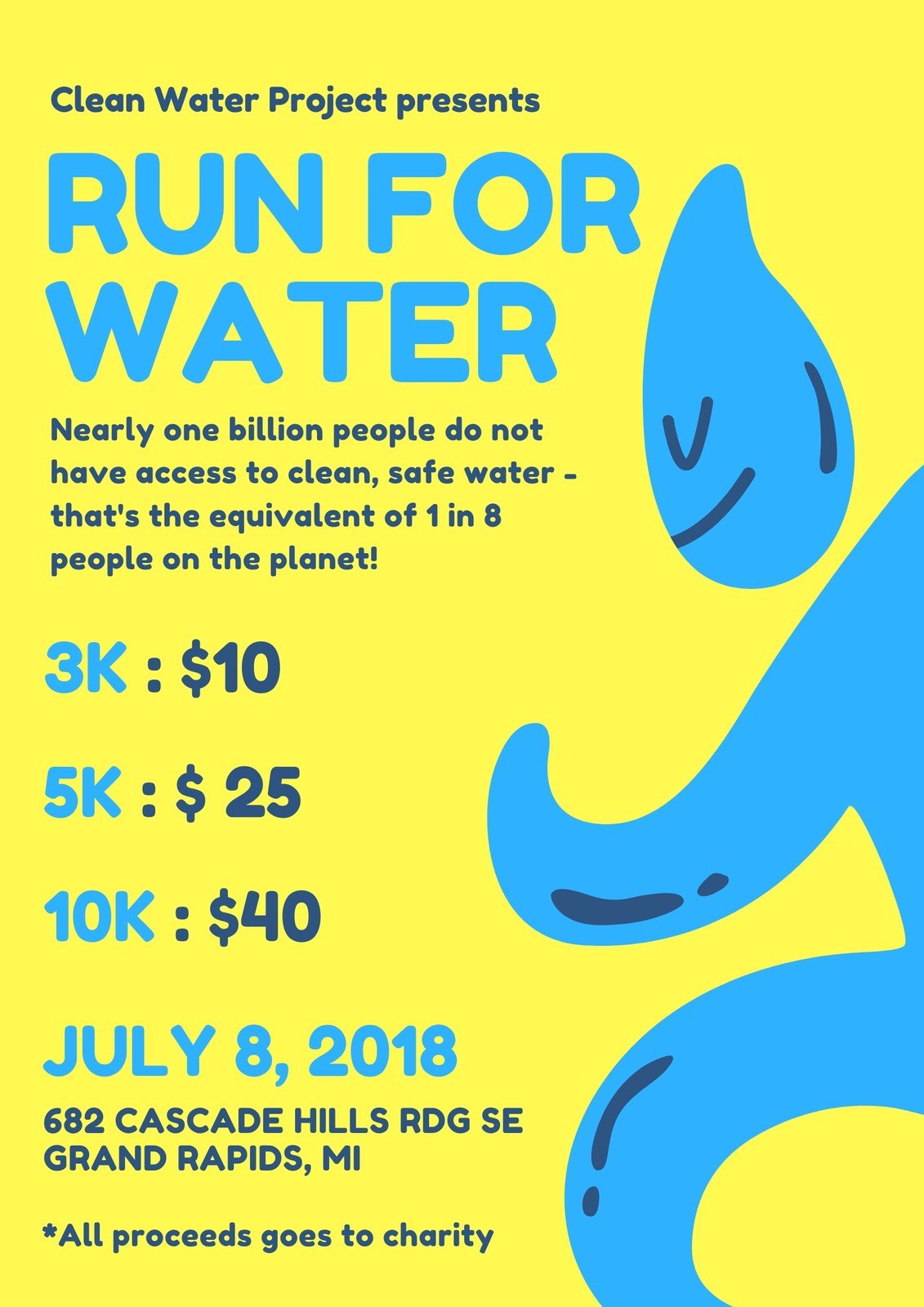 Water Fun Run Charity Poster Templates By Canva