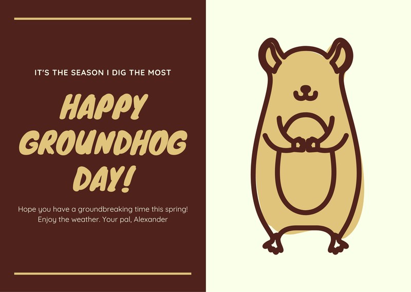 Free Groundhog Day Cards Templates to customize Canva