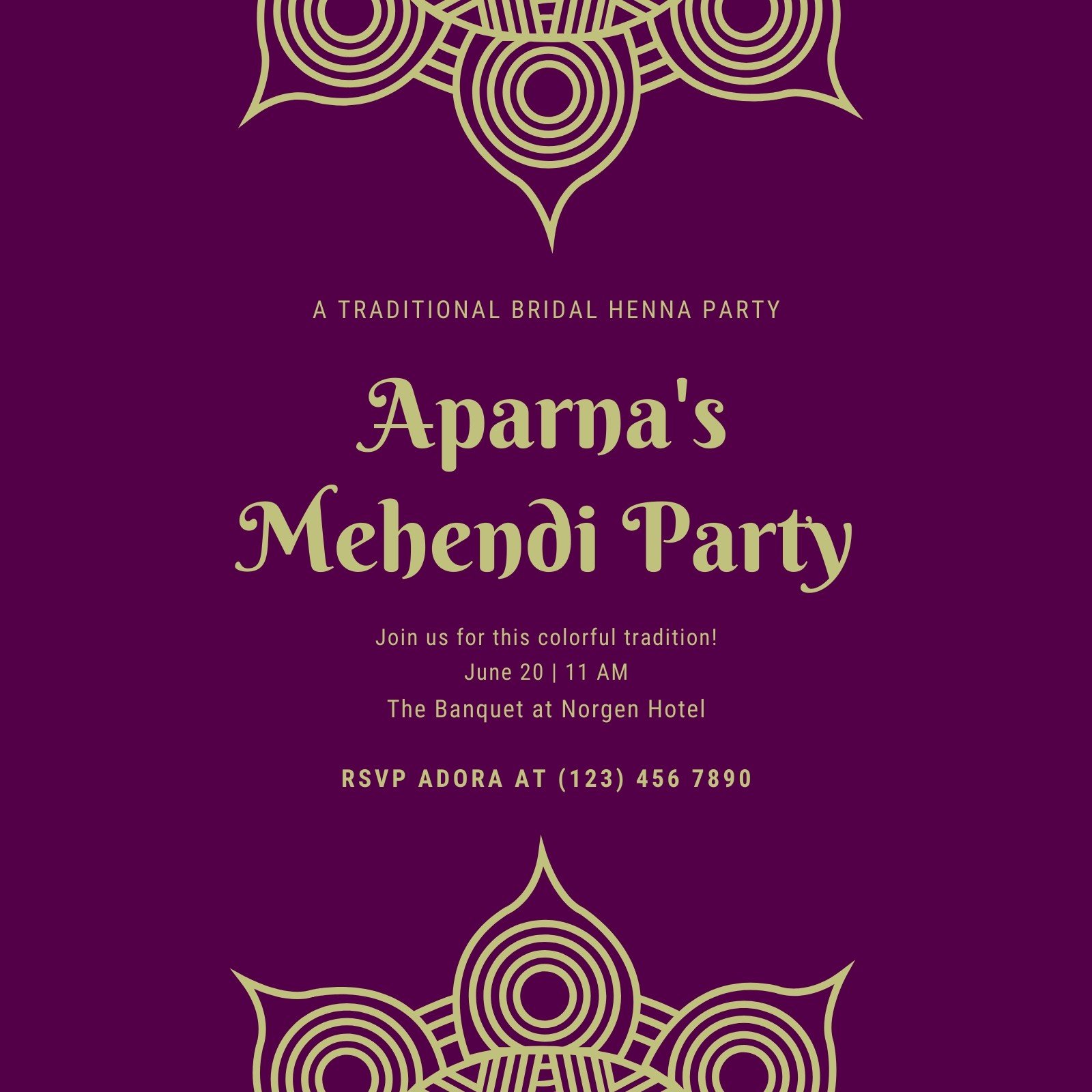 Elegant Mehndi Wedding Invitation | Zazzle
