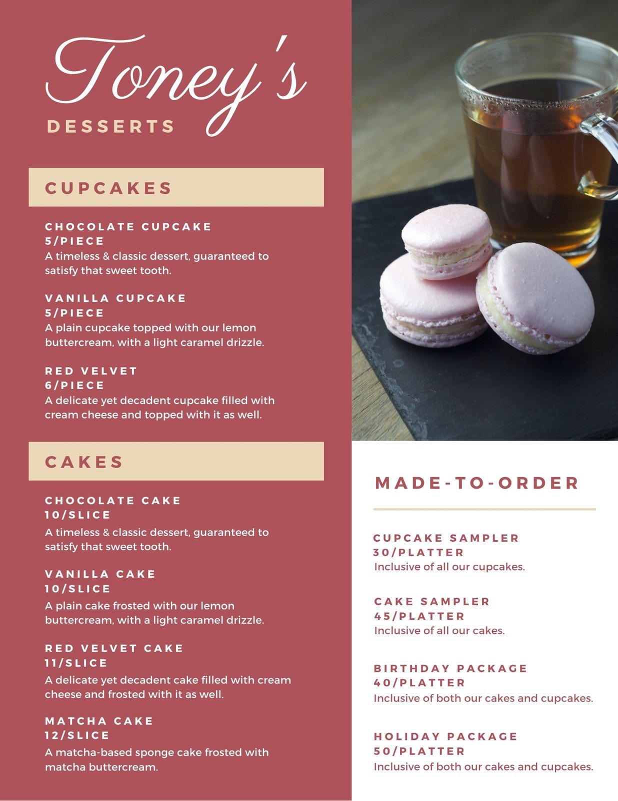 Free printable editable dessert menu templates Canva