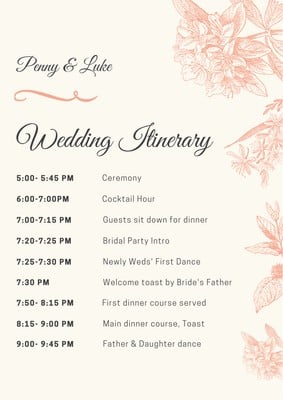 Free, custom printable wedding program templates | Canva