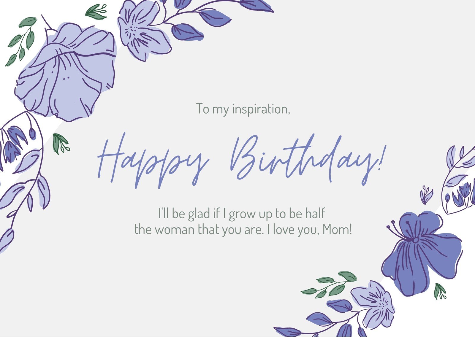 White and Lavender Mom Birthday Card - Templates by Canva