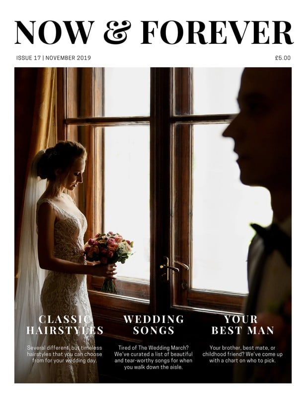 Free, custom printable wedding magazine cover templates Canva