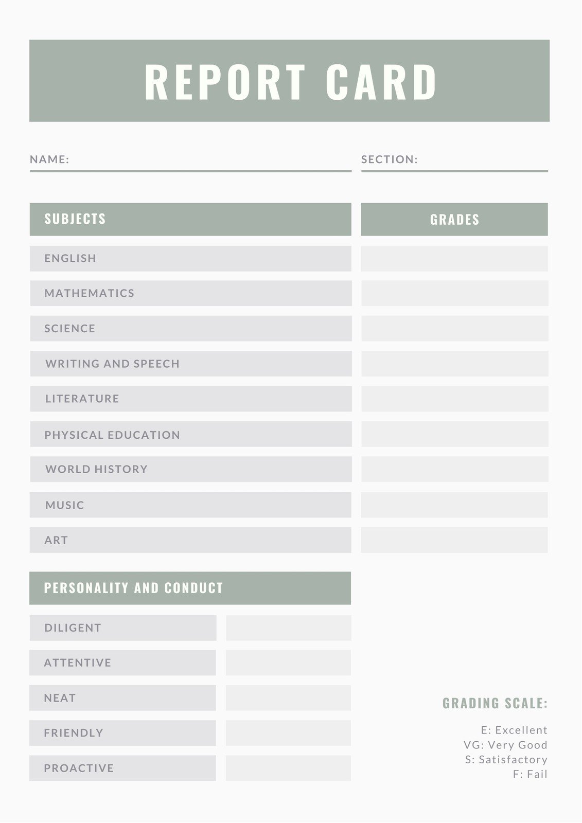 Free, printable, customizable report card templates  Canva Inside Blank Report Card Template