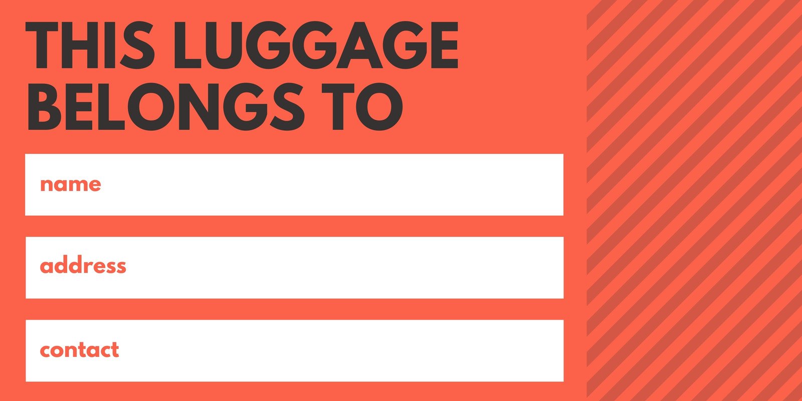 Luggage Label Template Free Download