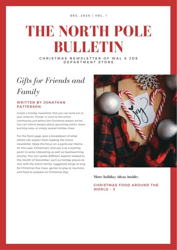 Customize 13+ Christmas Newsletters Templates Online Canva