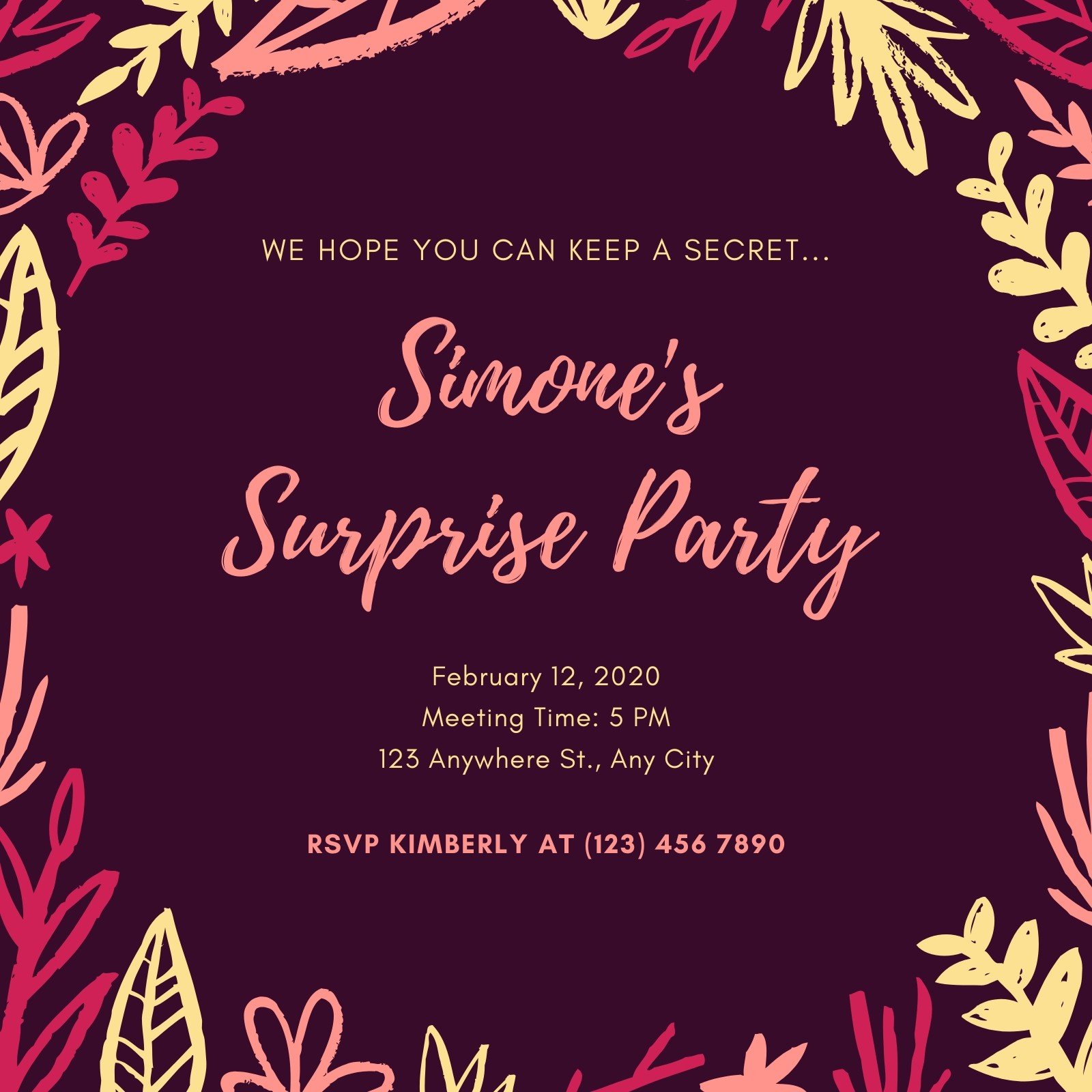 Surprise Party Secret Party Invitation Stock Illustration