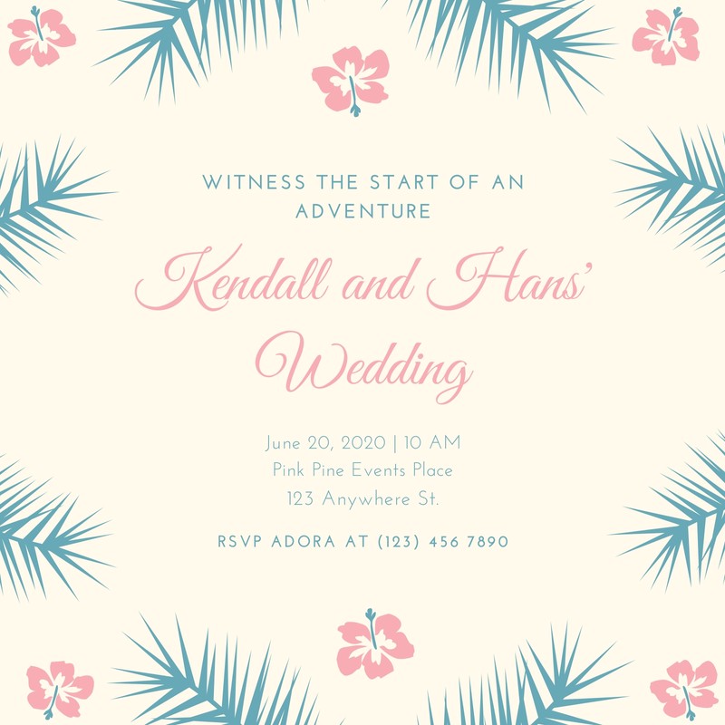 Cream Tropical Destination Wedding Invitation Templates By Canva