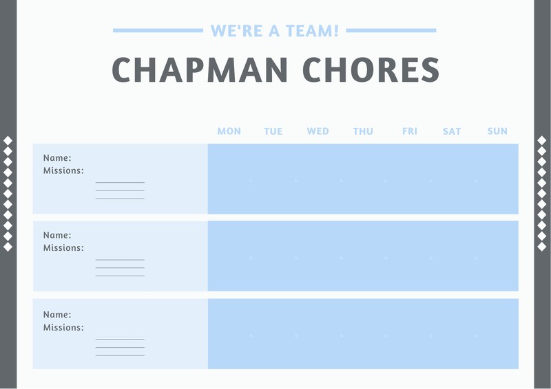 Weekly Family Chore Chart Template
