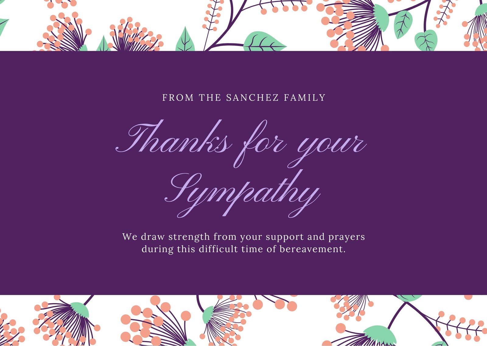 Free, printable funeral thank you card templates to customize  Canva For Sympathy Thank You Card Template