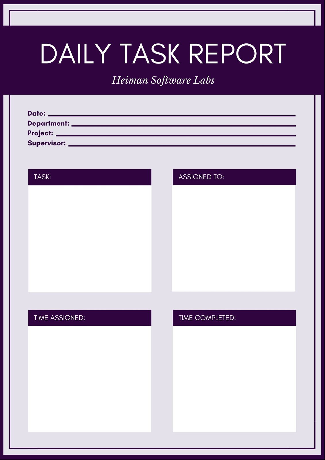 Daily Work Report Template