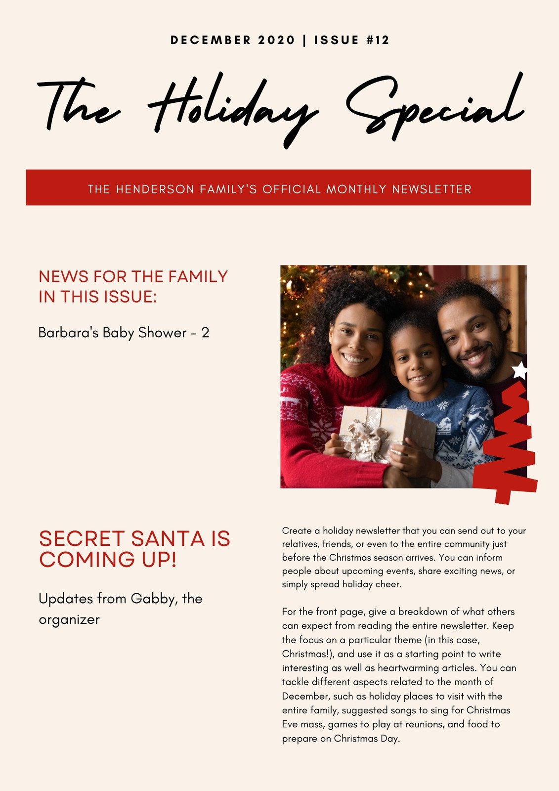 Page 2 Free Custom Printable Christmas Newsletter Templates Canva