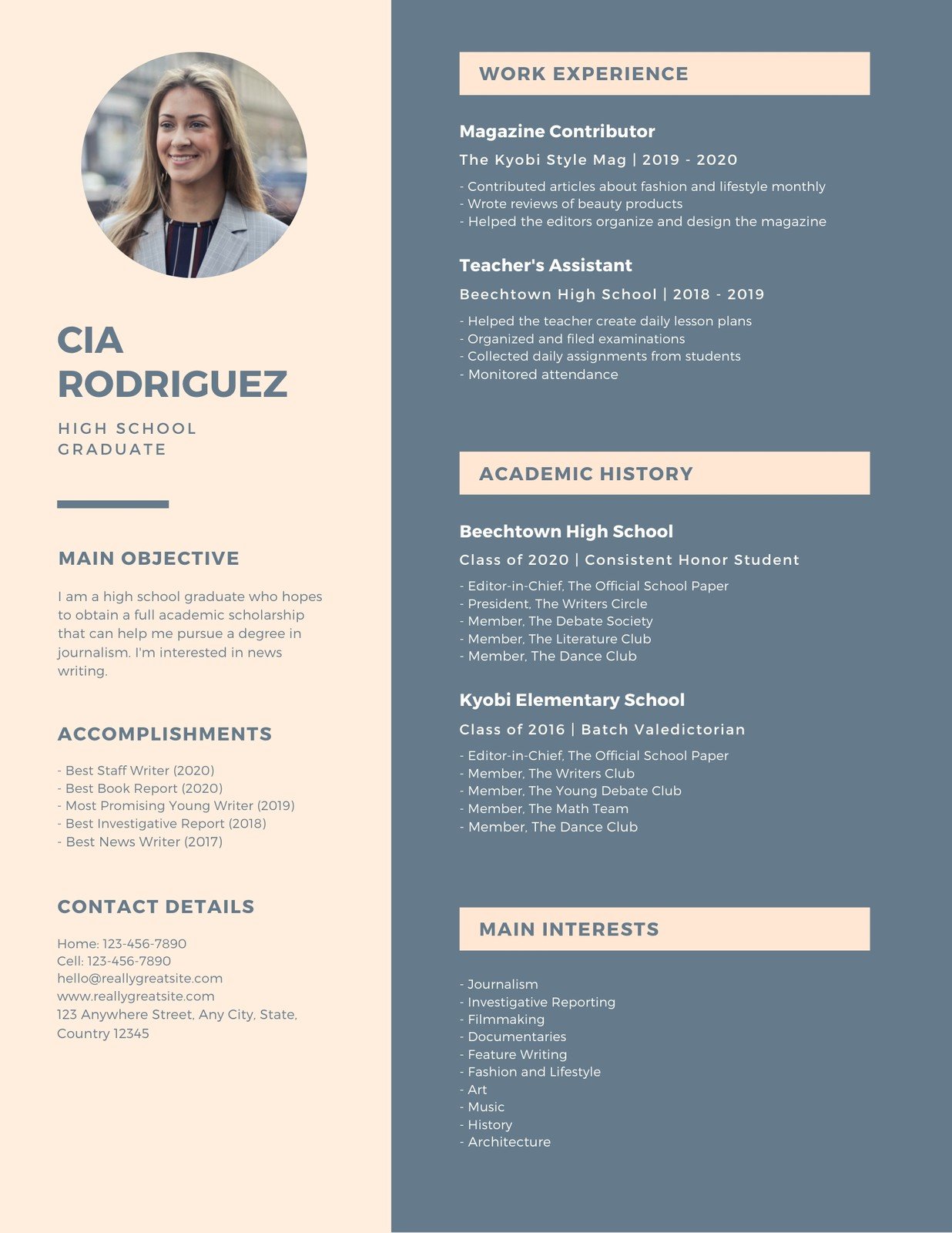 blue-and-cream-sidebar-scholarship-resume-templates-by-canva