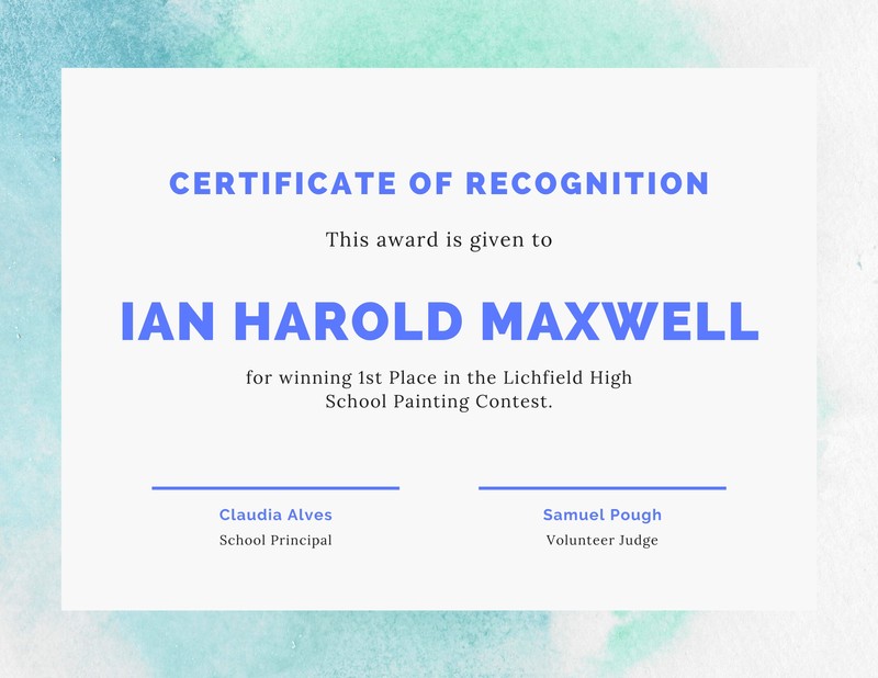 Art Contest Award Certificate Templates By Canva
