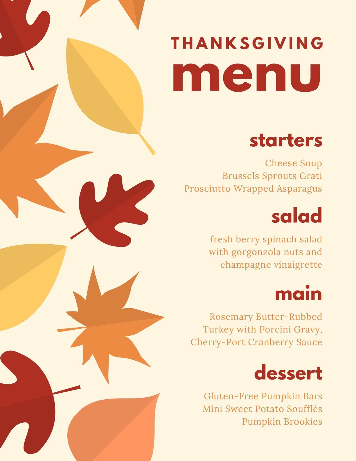 Free printable, customizable Thanksgiving menu templates  Canva Inside Thanksgiving Day Menu Template