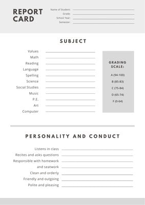 8Th Grade Report Card Template from marketplace.canva.com