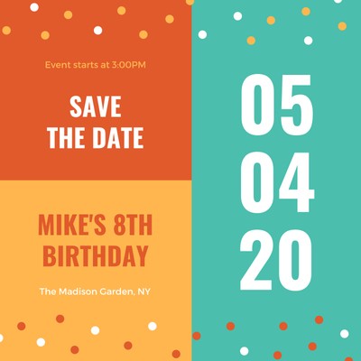 Colorful Cute Birthday Save The Date Invitation