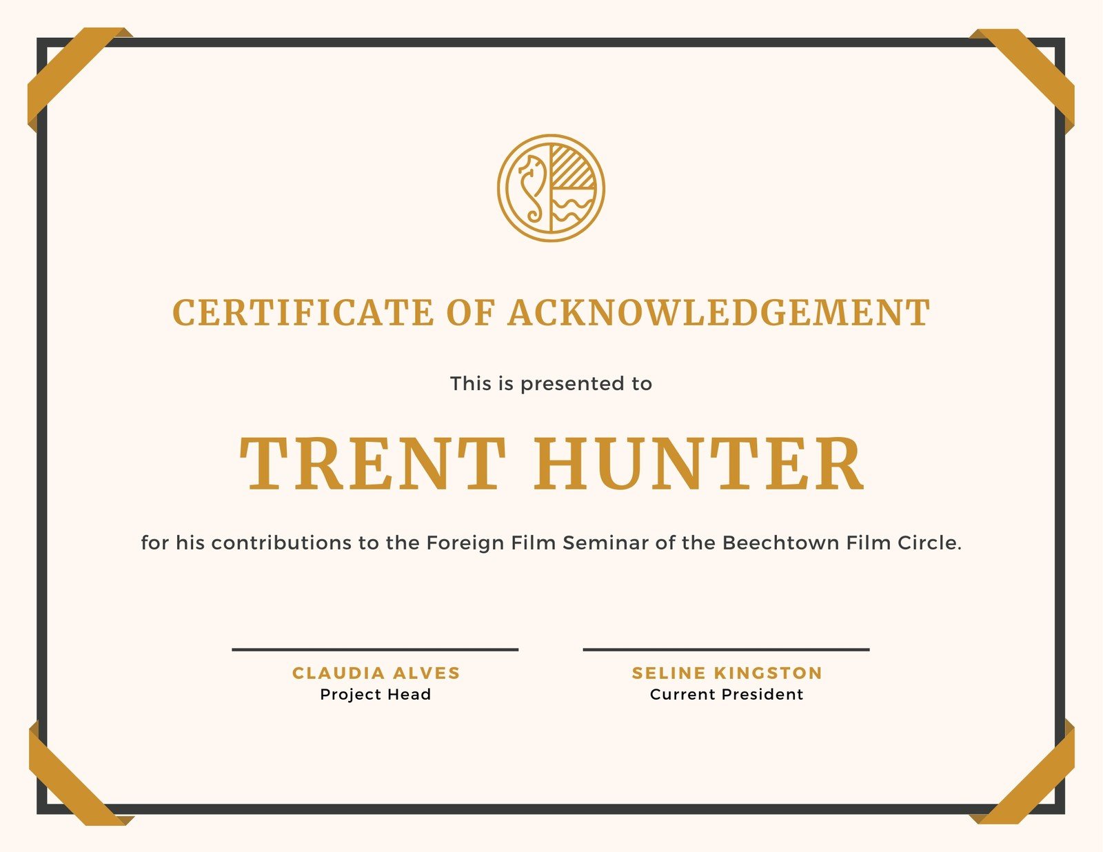 Gold and Cream Simple Certificate of Participation Templates by Canva