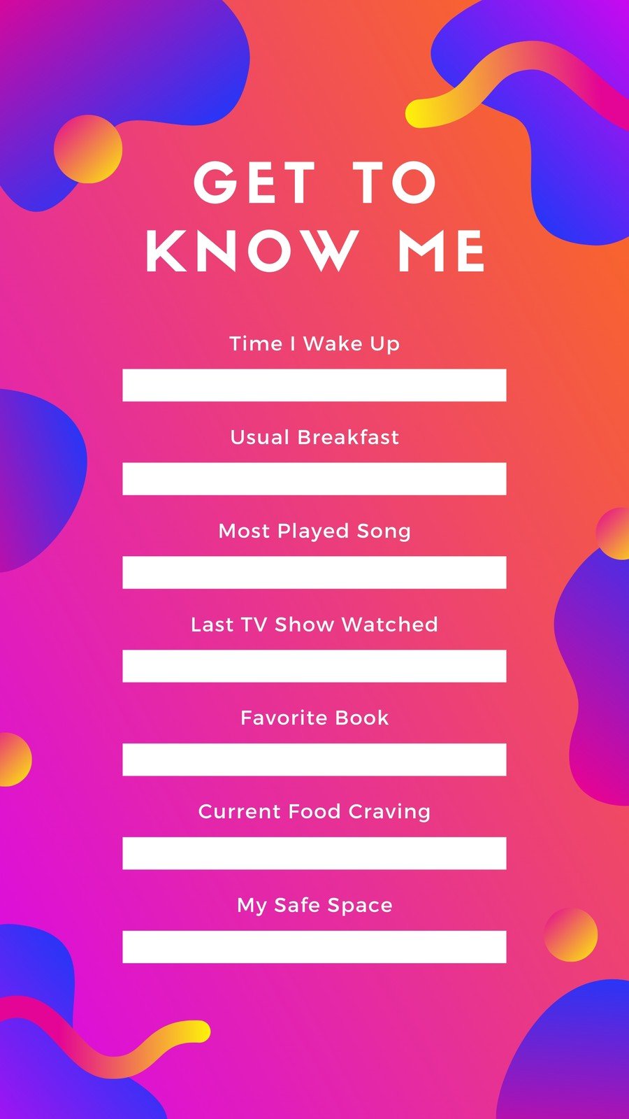 Get To Know Me Instagram Template