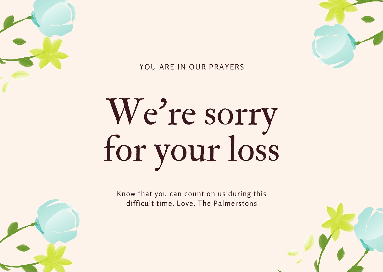 Free printable sympathy card templates to customize  Canva Throughout Sorry For Your Loss Card Template