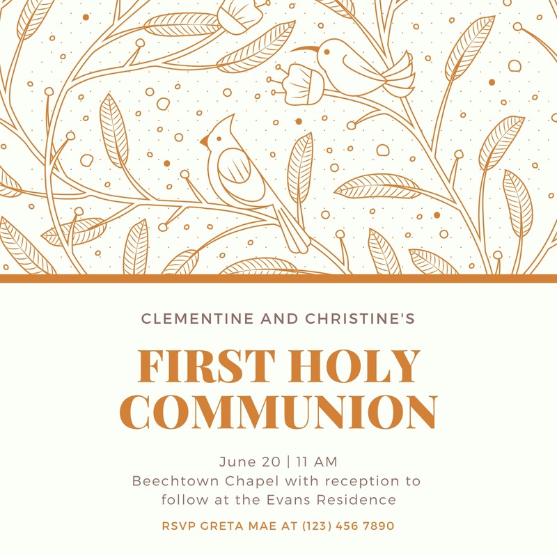 Free custom printable First Communion invitation templates | Canva