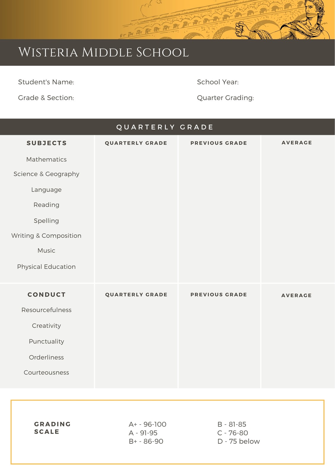 Customize 46 Middle School Report Cards Templates Online Canva   Canva Brown White Black Middle School Report Card  JQXf1wlkQw 