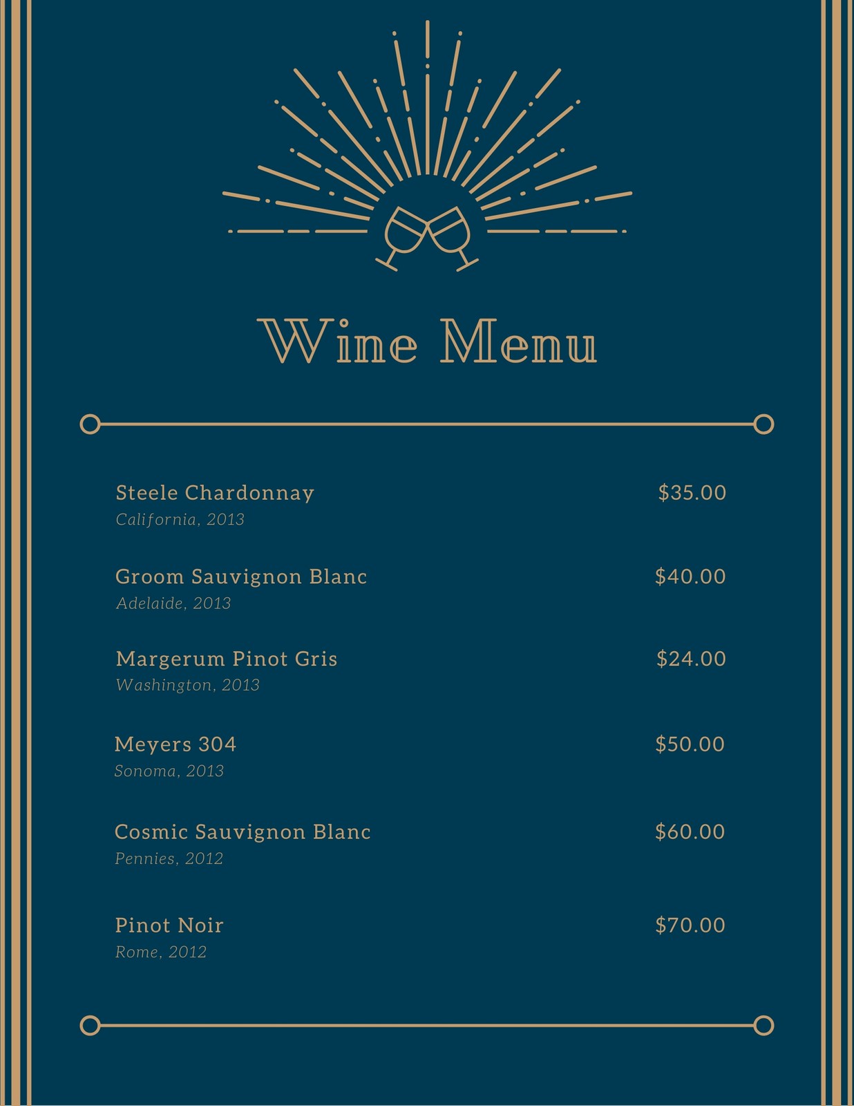 Free printable and customizable wine menu templates | Canva
