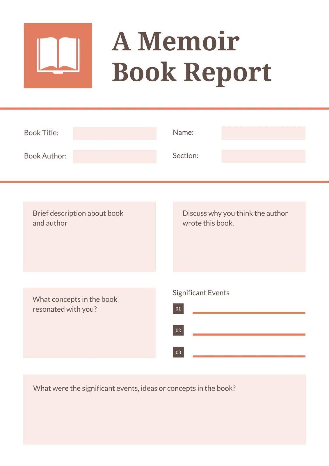 Orange Icon Classic Simple Nonfiction Book Report Templates by Canva