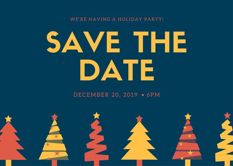 Christmas Save The Date Printable Holiday Party Invitation