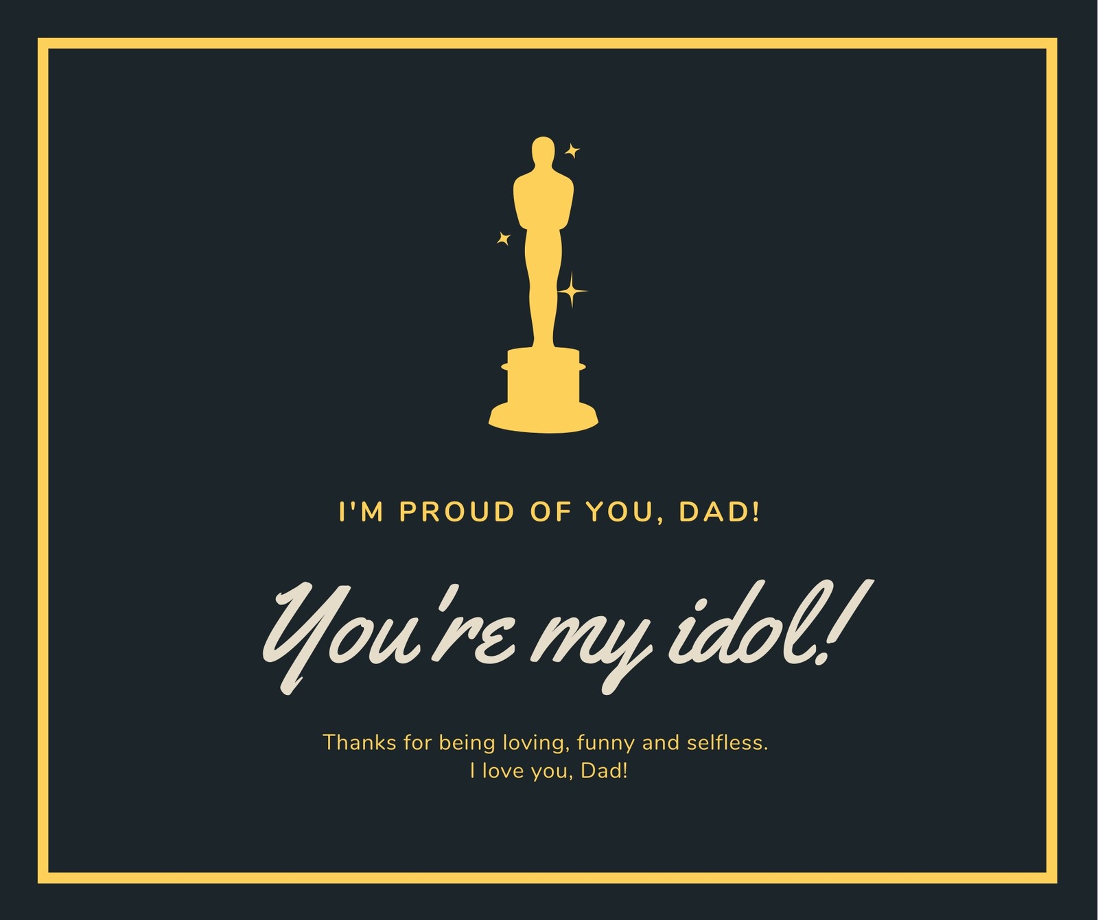 Black And Gold Award Trophy General Father / Dad Appreciation Facebook Post