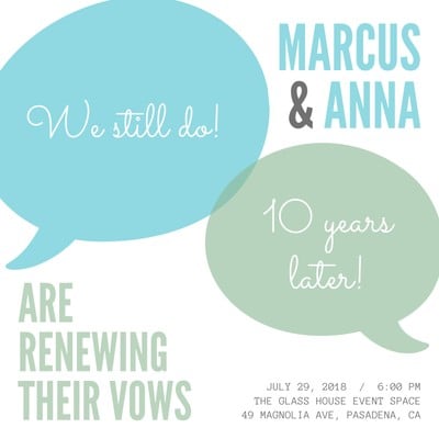 canva speech bubbles modern wedding vow renewal invitation