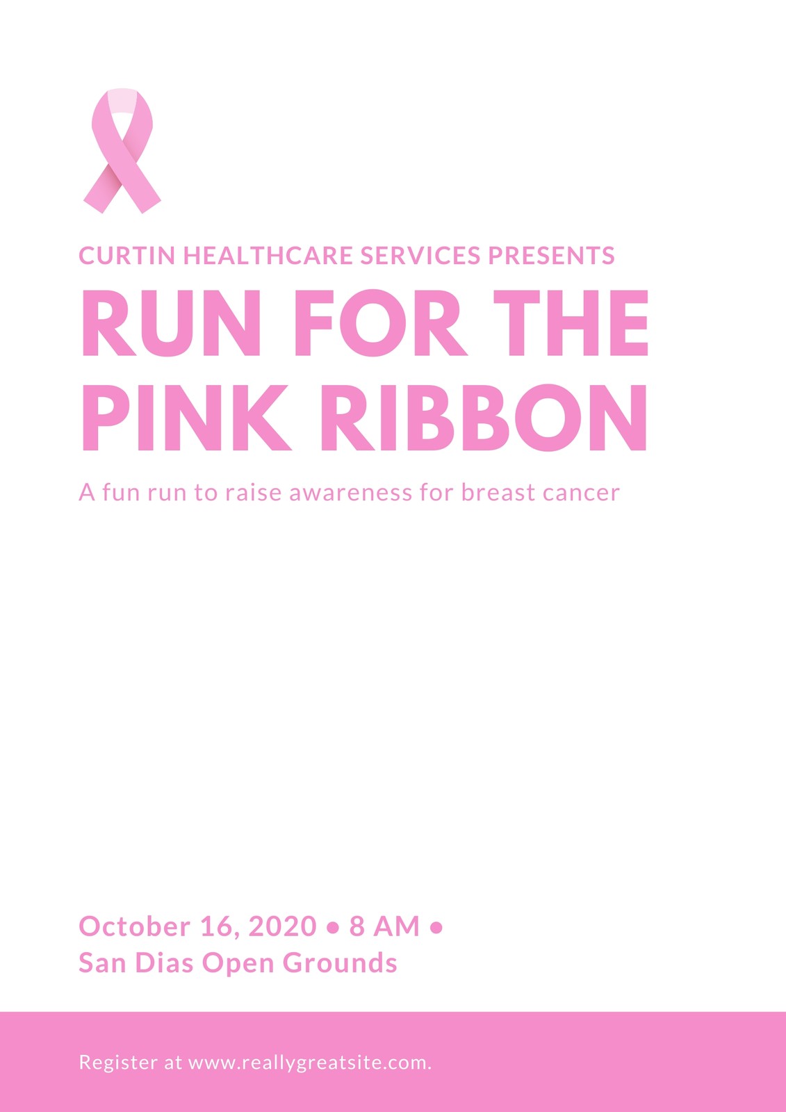 Beste Pink Ribbon Run Breast Cancer Awareness Poster - Templates by Canva PC-35