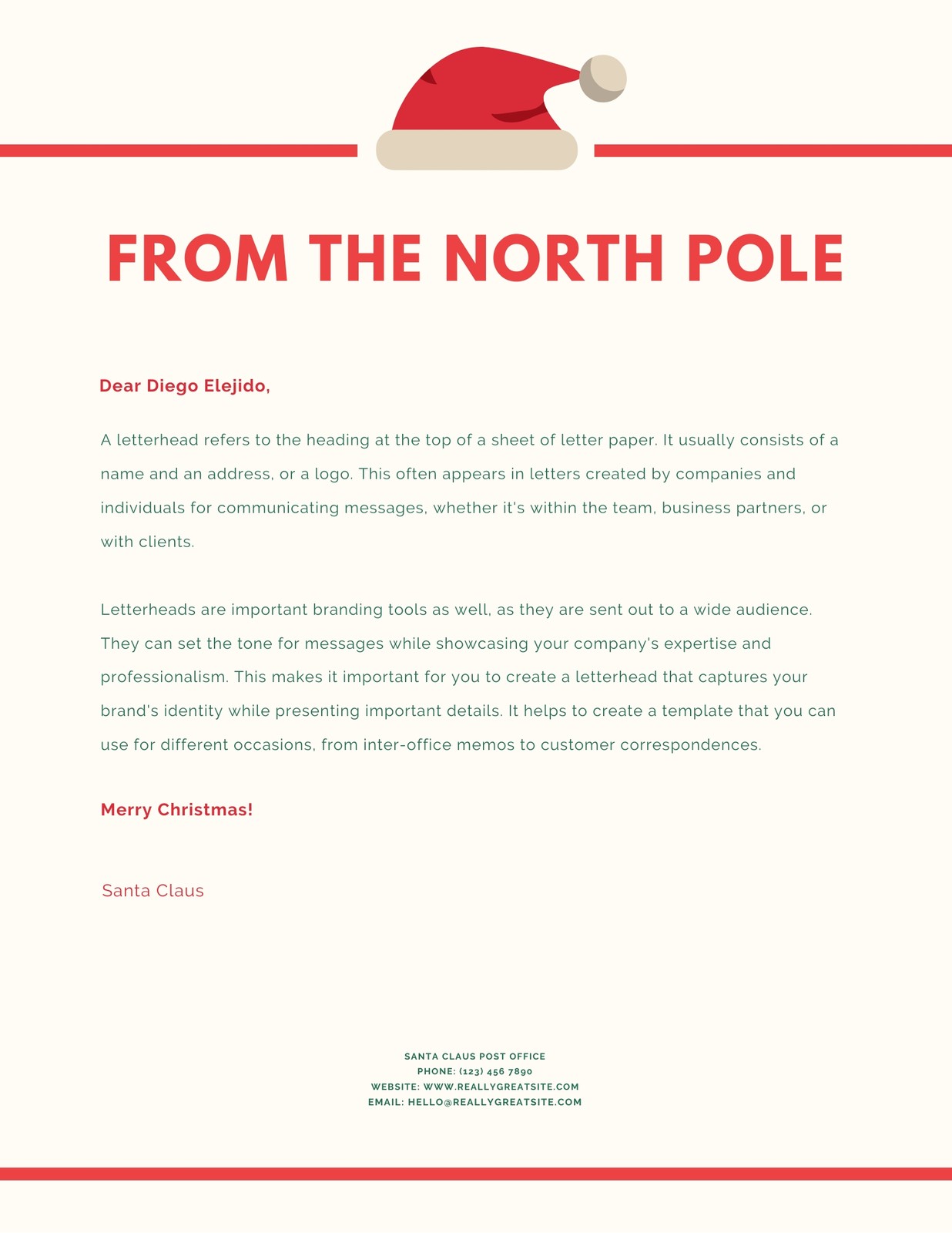Free printable Santa letter templates you can customize  Canva Regarding Santa Letterhead Template
