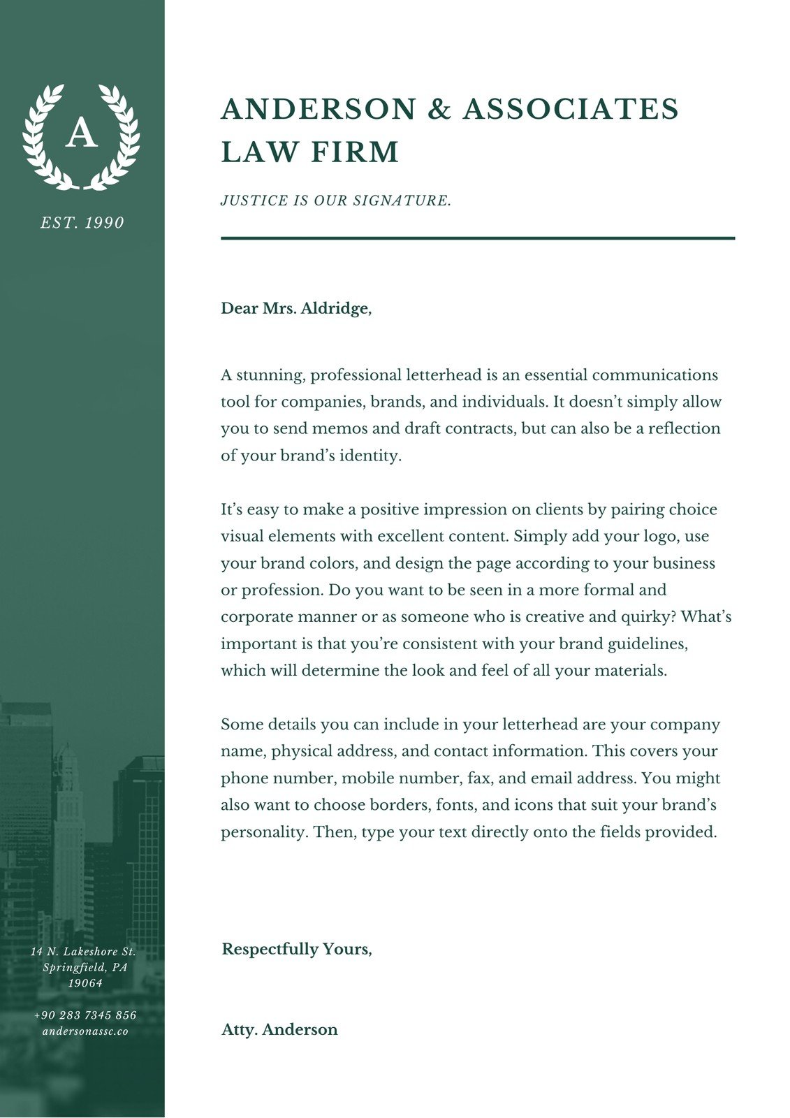 cover letter template law firm