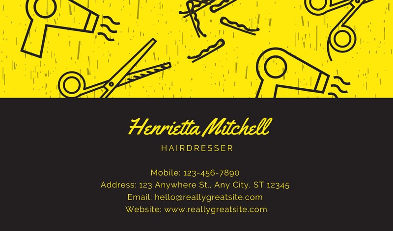 Yellow And Black Hair Things Hair Stylist Business Card