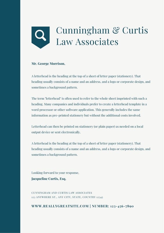 Free custom printable law firm letterhead templates Canva