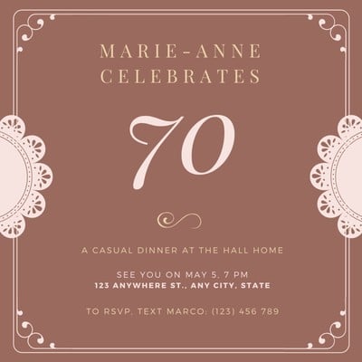 Free Custom Printable 70th Birthday Invitation Templates 